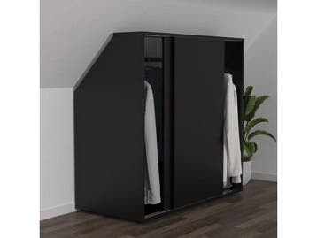 Zwarte Kledingkast - Schuine Wand - Schuifdeuren, Huis en Inrichting, Verzenden, Nieuw
