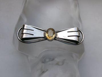 Zilver, citrien - Broche - Art Deco