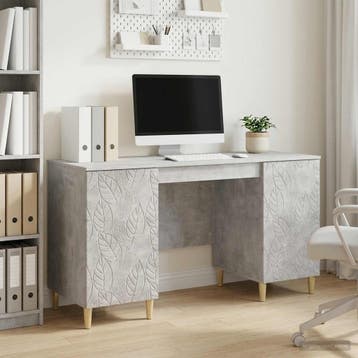 vidaXL Bureau Betongrijs 142,5 x 50 x 75 cm Bewerkt hout, Verzenden, Nieuw