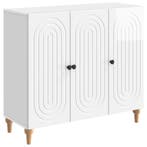 vidaXL Dressoir Hoogglans Wit 89 x 34,5 x 80 cm Bewerkt hout, Verzenden, Nieuw, Overige houtsoorten, Minder dan 50 cm