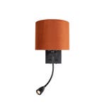 Wandlamp zwart met flexarm en kap oranje met gouden, Huis en Inrichting, Lampen | Tafellampen, Verzenden, Nieuw, Modern