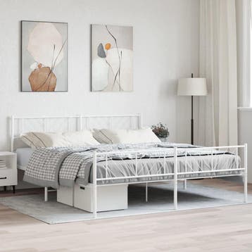 vidaXL Bedframe met hoofd- en voeteneinde metaal wit 183x213, Huis en Inrichting, Verzenden, Wit, Overige maten, Metaal