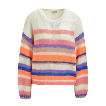Milano Italy • gestreepte mohair trui • S, Verzenden, Wit, Maat 36 (S), Milano Italy