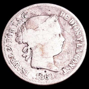 Spanje. Isabel II. 10 Reales Ceca de Madrid (estrella de