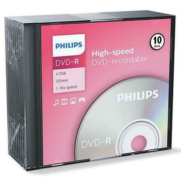 Philips | DVD-R | 4.7 GB | 10 stuks, Verzenden, Nieuw