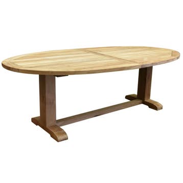 Ellips dining tuintafel 280x130xH77 cm teak 12x12 poot, Tuin en Terras, Tuintafels, Ophalen of Verzenden, Nieuw, Teakhout