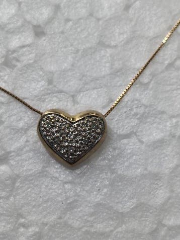 Ketting met hanger - 18 karaat Geel goud - Diamant