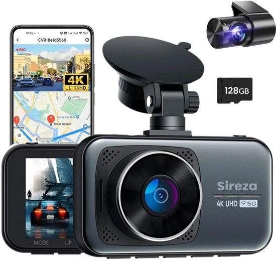 Sireza Dual Dashcam D2 - 4K UHD, Auto diversen, Auto-accessoires, Verzenden