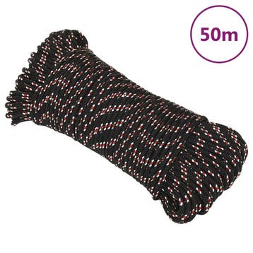 vidaXL Boot touw 4 mm 50 m polypropyleen zwart, Verzenden, Nieuw