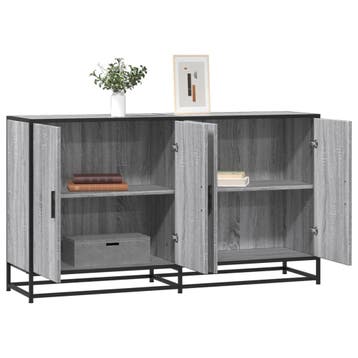 vidaXL Dressoir 134x35x76 cm bewerkt hout grijs sonoma, Huis en Inrichting, Kasten | Dressoirs, Minder dan 50 cm, Verzenden, Nieuw