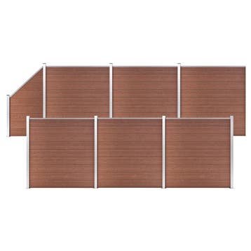 vidaXL Schuttingset 6 vierkant en 1 schuin 1138x186 cm HKC, Verzenden, Nieuw, Kunststof, 1 tot 2 meter
