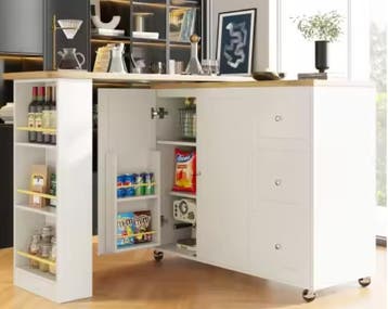 Draaibare Bartafel op Wielen met Lades en Snackplank, Verzenden, Nieuw