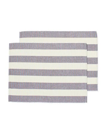 HEMA Placemats 35x45cm katoen strepen blauw-bruin - 2 stuks, Verzenden, Nieuw