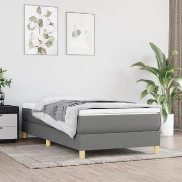 vidaXL Boxspring bed 90x190 cm stof donkergrijs, 90 cm, Eenpersoons, Verzenden, Nieuw