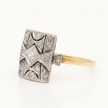 Ring - 18 karaat Geel goud, Platina - Diamant, Nieuw