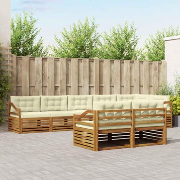 vidaXL Buiten bankenset 8 st Natuurlijk en Crème, Verzenden, Nieuw