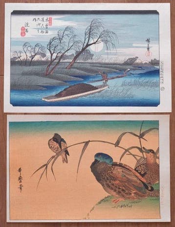 Japanese Woodblock Prints – Hiroshige Landscape and Utamaro