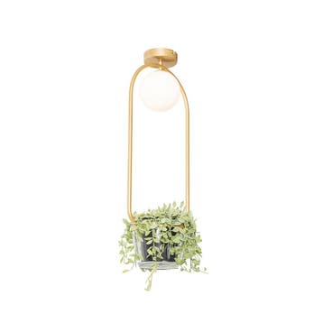 Art deco plafondlamp goud met wit glas - Isabella, Verzenden, Nieuw