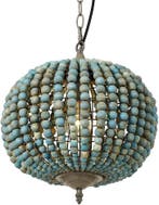 Hanglamp Houten Kralen | Retourdeal | 36% Korting, Retro vintage, rustiek, landelijk, Nieuw, Ophalen of Verzenden, Minder dan 50 cm