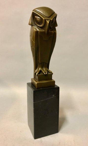 sculptuur, Art Deco Uil naar Altorf - 33 cm - Brons, Antiek en Kunst, Curiosa en Brocante