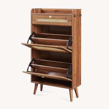 Schoenenkast Virievarnu met 2 kleppen 111x60x24 cm walnootkl, Huis en Inrichting, Verzenden, Nieuw