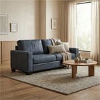 Leren bank Energy - 2,5 zits - Kenia Denim (blauw) - Poten, Huis en Inrichting, Banken | Bankstellen, 150 tot 200 cm, Nieuw, Ophalen of Verzenden