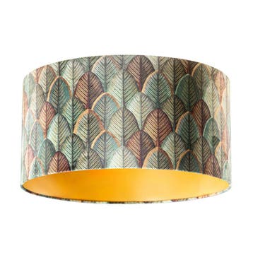 Velours lampenkap blad dessin met gouden binnenkant 50/50/25, Verzenden, Nieuw, Groen, Rond