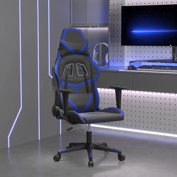 vidaXL Massage gamestoel kunstleer zwart en blauw, Verzenden, Nieuw, Blauw