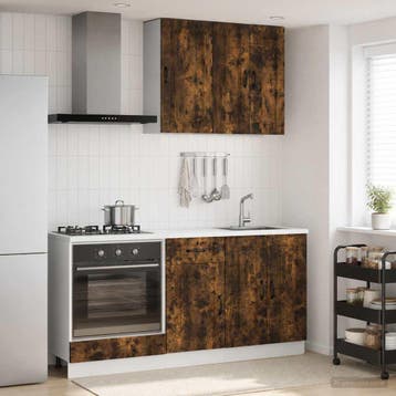 vidaXL Keukenblok KALMAR 5 st Gerookt eiken Bewerkt hout, Verzenden, Nieuw, Bruin
