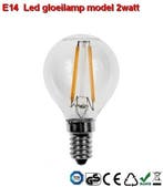 E14 LED filament bol design 2w Warmwit, Verzenden, Nieuw