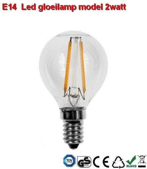 E14 LED filament bol design 2w Warmwit, Huis en Inrichting, Lampen | Overige, Verzenden