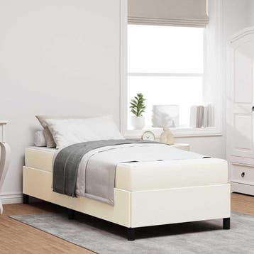 vidaXL Bedframe met matras Crème 80 x 200 cm Stof, Verzenden, Nieuw, Crème, Stof