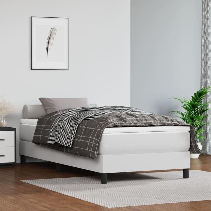 vidaXL Boxspring bed kunstleer wit 80x200 cm, Huis en Inrichting, Slaapkamer | Bedden, 80 cm, 200 cm, Wit, Eenpersoons, Nieuw