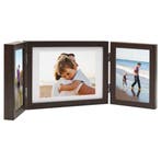 vidaXL Fotolijst drieluik 22x15 cm+2x(10x15 cm) donkerbruin, Verzenden, Nieuw