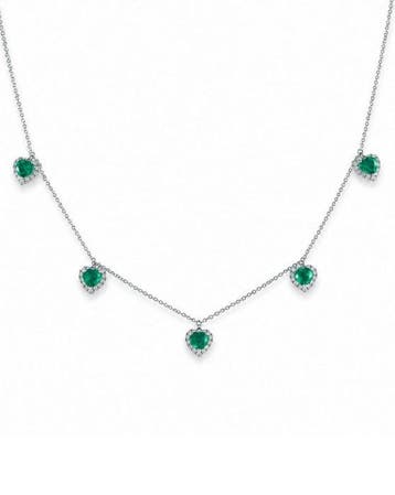Halsketting - 14 karaat Witgoud - 2.49ct. tw. Smaragd -, Nieuw
