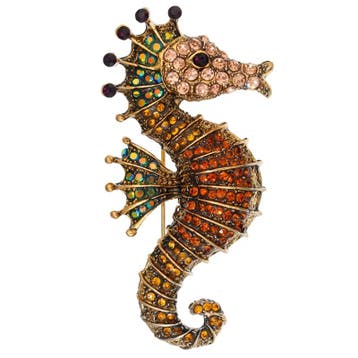Fako Bijoux - Broche - Zeepaardje - 58x30mm - Bruin, Verzenden, Nieuw