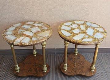 Arturo Pani - Tafel (2) - Onyx, Schelp, Goud, Hout, Messing, Nieuw