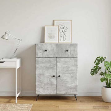 vidaXL Dressoir Betongrijs 66 x 34,5 x 90 cm Bewerkt hout, Verzenden, Nieuw, Overige houtsoorten, Minder dan 50 cm