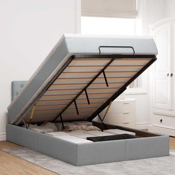 vidaXL Bed met matras 120x200 cm stof lichtgrijs, Verzenden, Nieuw, Twijfelaar, 120 cm