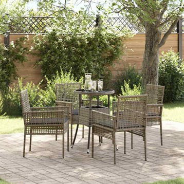 vidaXL Tuin eettafelset 5 st Grijs poly rattan, Verzenden, Nieuw, Rotan, 5 zitplaatsen