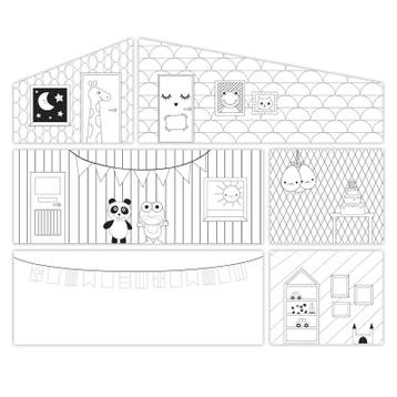 DIY poppenhuis achterwand om in te kleuren - Lundby Creat..., Ophalen of Verzenden, Nieuw