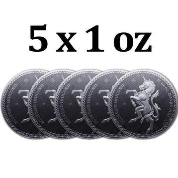 Niue. 2 Dollars 5 x 2023 1oz $2 NZD Niue Scottish Unicorn