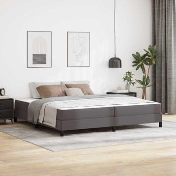 vidaXL Bedframe met matras Grijs 200 x 200 cm Stof, Verzenden, Nieuw, Grijs, Stof