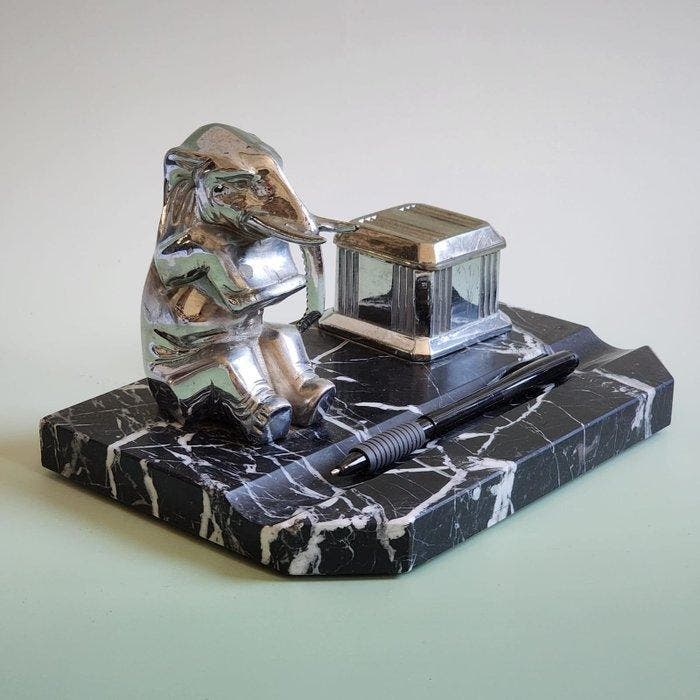 Bureauset - Zinklegering, Marmer, Antiek en Kunst, Kunst | Designobjecten