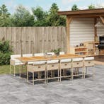 vidaXL 11-delige Tuinset met kussens poly rattan beige, Verzenden, Nieuw, Meer dan 8 zitplaatsen, Tuinset