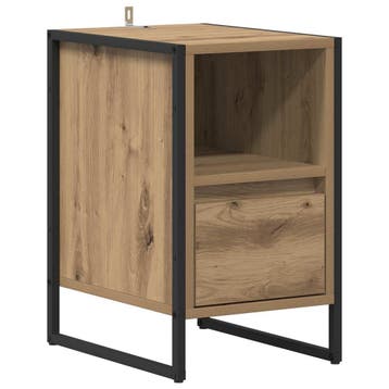 Bijzettafel Industrieel Eikenhout, return-deal -55%, Huis en Inrichting, Minder dan 45 cm, Ophalen of Verzenden, Zo goed als nieuw