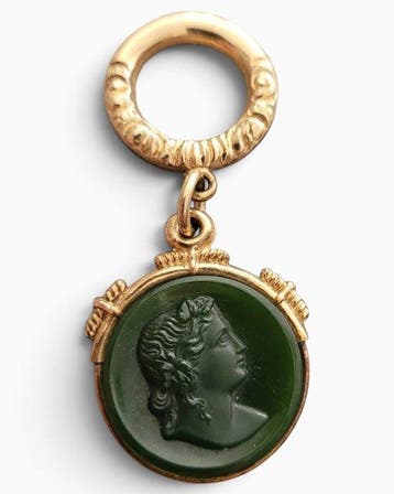 verguld metaal - Hanger - Met een camee van geperst glas.
