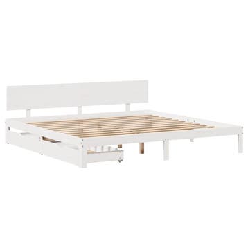 vidaXL Bedframe met lades massief grenenhout wit 200x200 cm, Verzenden, Wit, Overige maten, 200 cm