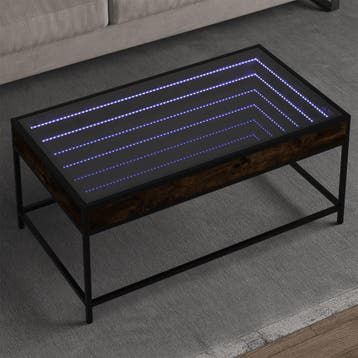 vidaXL Salontafel met Infinity LED 90x50x41 cm gerookt, 50 tot 100 cm, Verzenden, Nieuw, 50 tot 100 cm