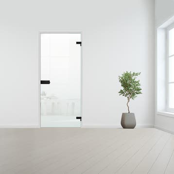 Glazen binnendeur voor opdek kozijn zwart beslag-Rechtsdraai, Doe-het-zelf en Verbouw, Glas en Ramen, Ophalen of Verzenden, Nieuw